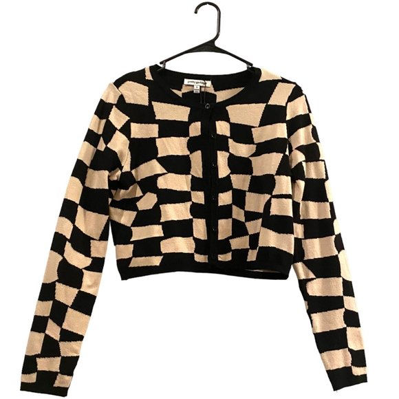 Pretty Garbage Sweaters - Pretty Garbage Geometric Affair Cardigan Black and White S
